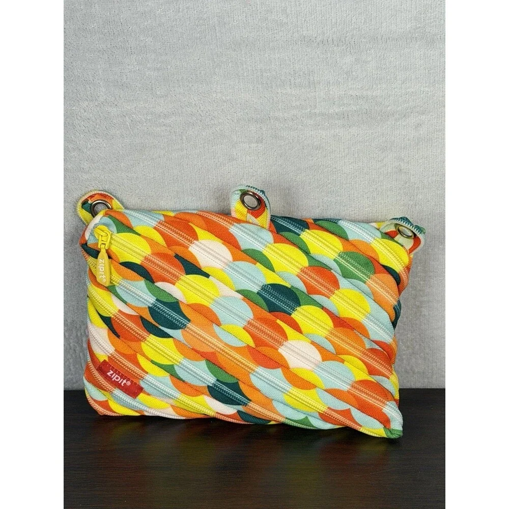 ZIP IT -VIBRANT COLORS 3 RING BINDER PENCIL CASE POUCH Multicolor Colorz Case